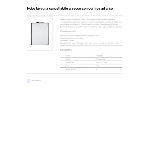 Lavagna cancellabile a secco Nobo 28x35,5 cm trasparente 1903779